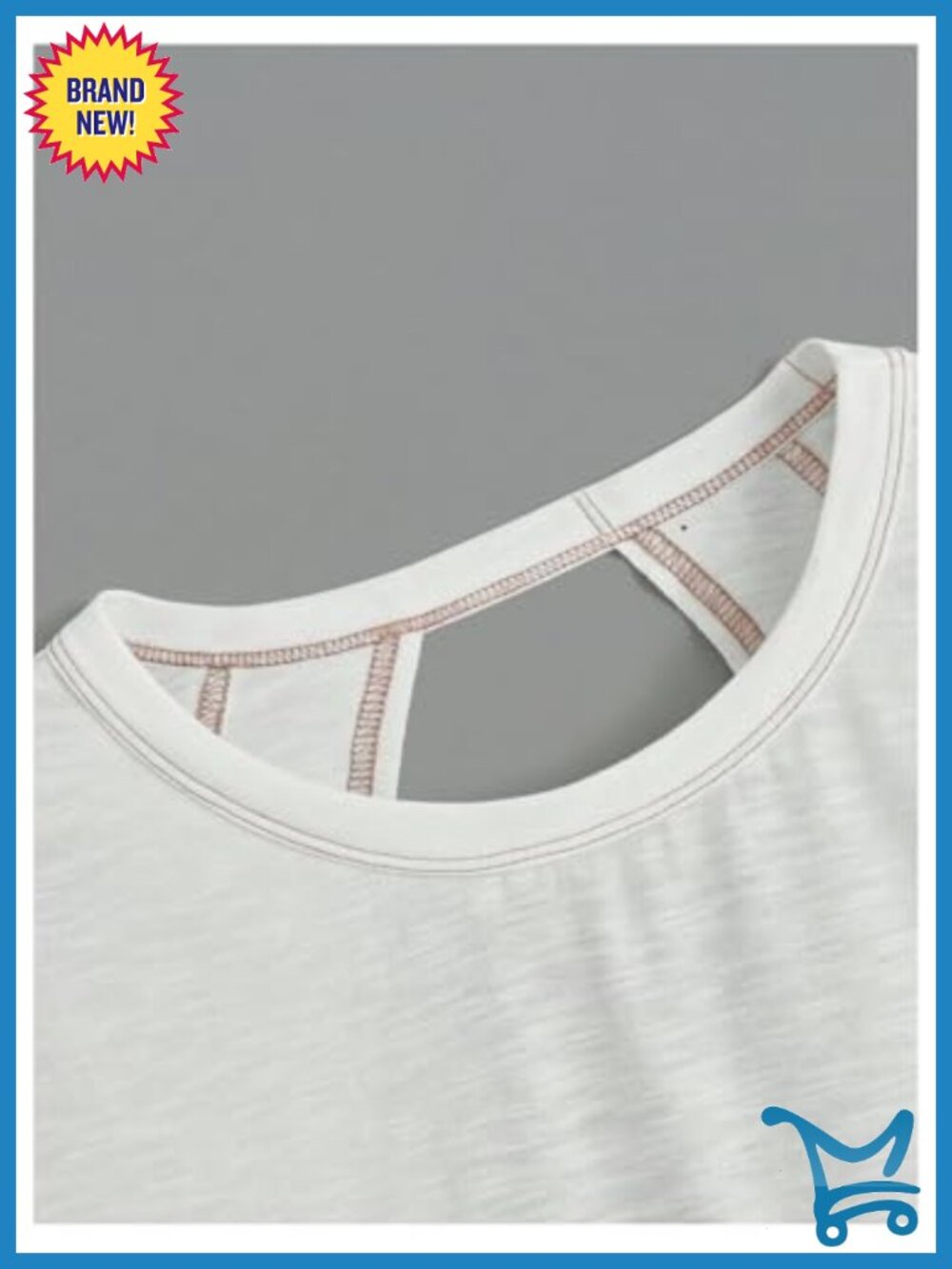 2-Pack Open Back Criss Cross T-Shirts Crewneck Short Sleeve Backless Tee - Picture 4 of 5